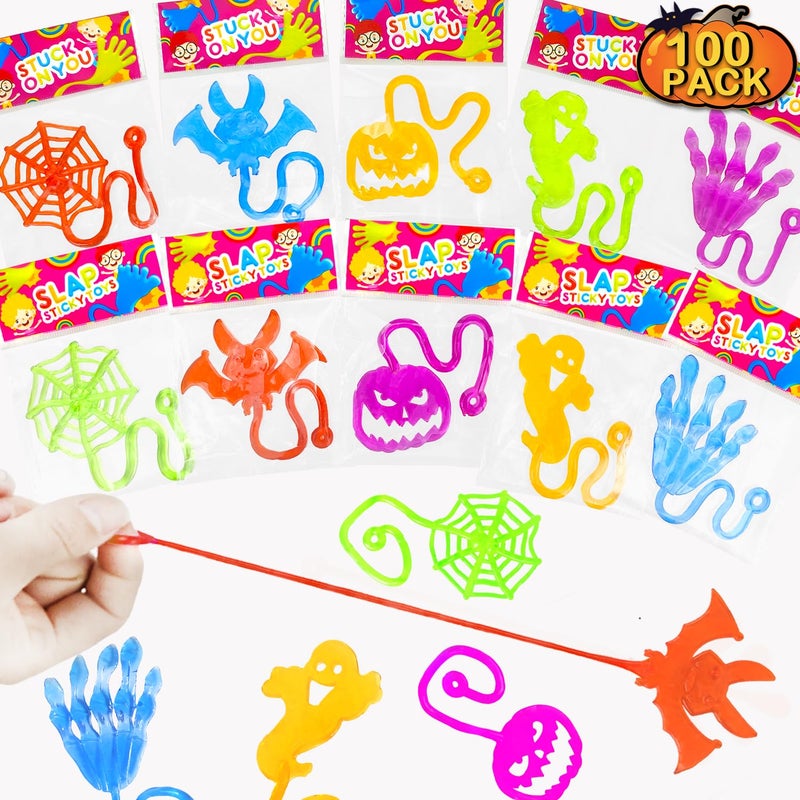 Leetous Halloween Treats Non Candy Bulk for Kids  Sticky Hands Party Favors Supplies for Toddlers-100 Pack Halloween Birthday Basket Goodie bag Stuffer Fillers Bulk Classroom Prizes Toys Gifts for Boys Girls - Image 1